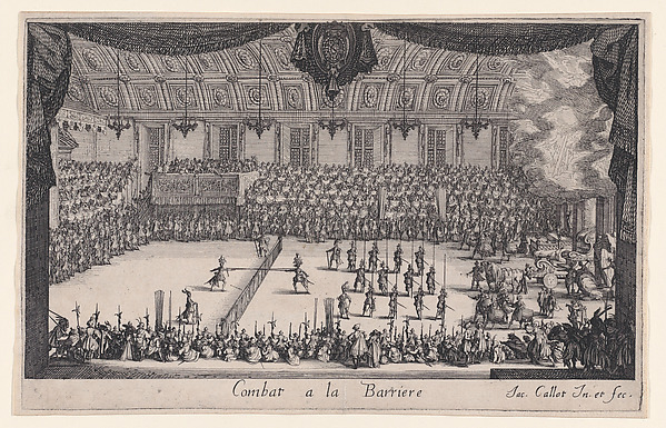 Le Combat (The Combat), from Le Combat a la Barrière in the Palace at Nancy by Henri Humbert, printed by Sebastien Phillipe