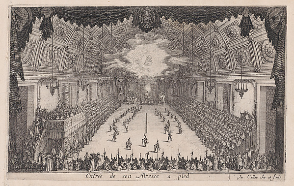 La Défilé a Pied (The Parade on Foot), from Le Combat a la Barrière in the Palace at Nancy by Henri Humbert, printed by Sebastien Phillipe