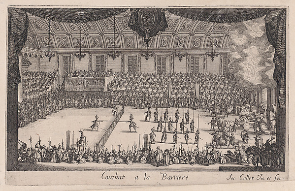 Le Combat (The Combat), from Le Combat a la Barrière in the Palace at Nancy by Henri Humbert, printed by Sebastien Phillipe