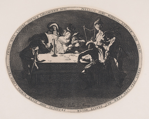 Le Brelan, pièce appelée aussi Les Joueurs de Cartes et L'Enfant Produgue Trompé par une Troupe de Filous (Three of a Kind, also called The Card Players and The Prodigal Son Tricked by a Group of Thieves) by Jacques Callot
