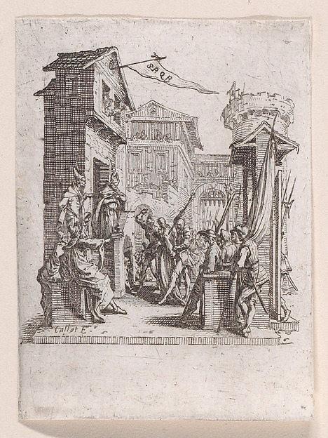 Jésus Comparait Devant Caiphe (Jesus Appears Before Caiaphas), from "La Petite Passion" (The Little Passion) by Jacques Callot