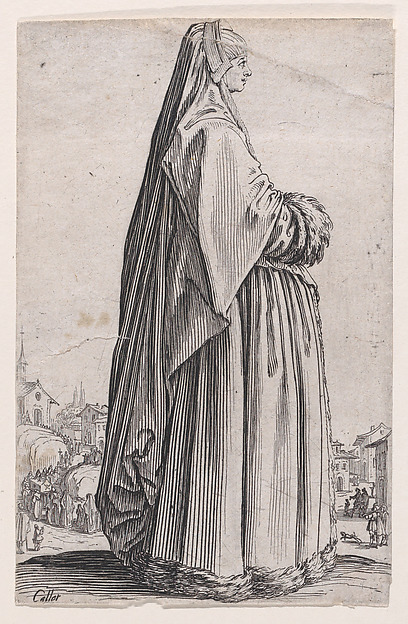 La Dame Coiffée d'un Grand Voile et a la Robe Bordée de Fourrures (The Lady with a Large Veil and with a Fur-Lined Robe), from La Noblesse (The Nobility)