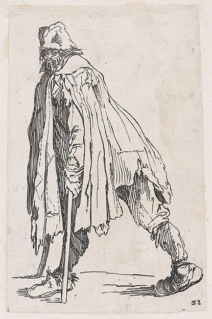 Reverse Copy of Le Mendiant aux Béquilles Coiffée d'un Chapeau et Vu de Dos (The Beggar with Crutches Wearing a Hat and Viewed from Behind), from Les Gueux suite appelée aussi Les Mendiants, Les Baroni, ou Les Barons (The Beggars, also called the Barons)