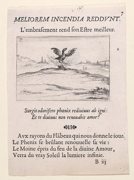 Le Phénix se Brulant (The Phoenix is Burning), from Lux Claustri ou La Lumière du Cloitre (The Light of the Cloisters), plate 7