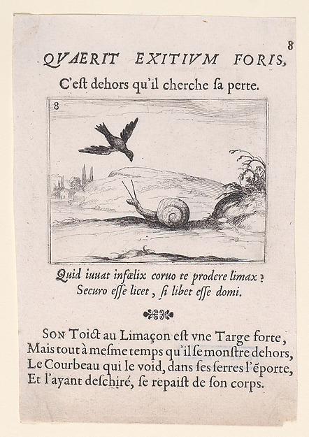 Le Corbeau et Le Limaçon (The Raven and the Snail), from Lux Claustri ou La Lumière du Cloitre (The Light of the Cloisters), plate 8