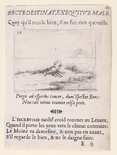 Une Ecrevisse Regardant Le Soleil (A Crayfish Looking at the Sun), from Lux Claustri ou La Lumière du Cloitre (The Light of the Cloisters), plate 18
