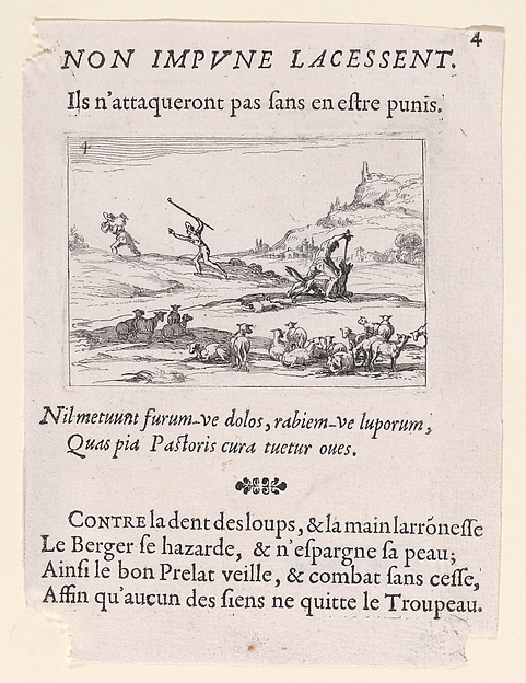 Les Bergers Défendant leur Troupeau (The Shepherds Defending their Herd), from Lux Claustri ou La Lumière du Cloitre (The Light of the Cloisters), plate 4
