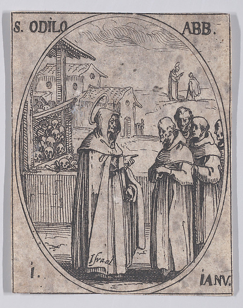 S. Odilon, abbé (St. Odilo, Abbot), January 1st, from "Les Images De Tous Les Saincts et Saintes de L'Année" (Images of All of the Saints and Feast Days of the Year)