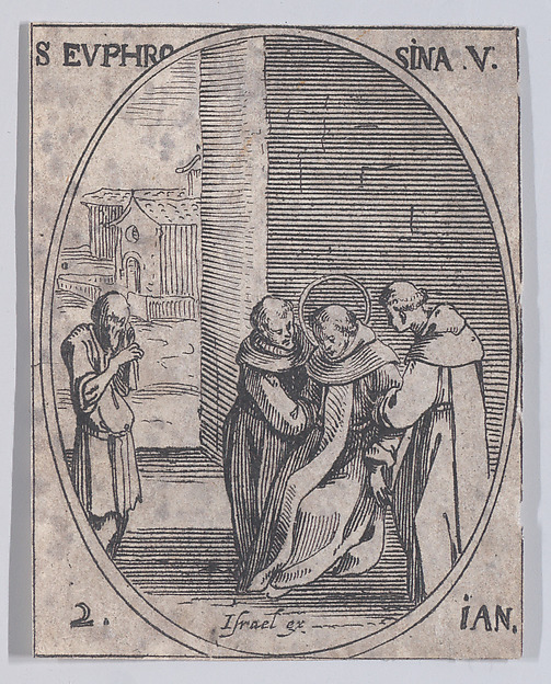 Ste. Euphrosine, vierge (St. Euphrosyne, Virgin), January 2nd, from "Les Images De Tous Les Saincts et Saintes de L'Année" (Images of All of the Saints and Feast Days of the Year)