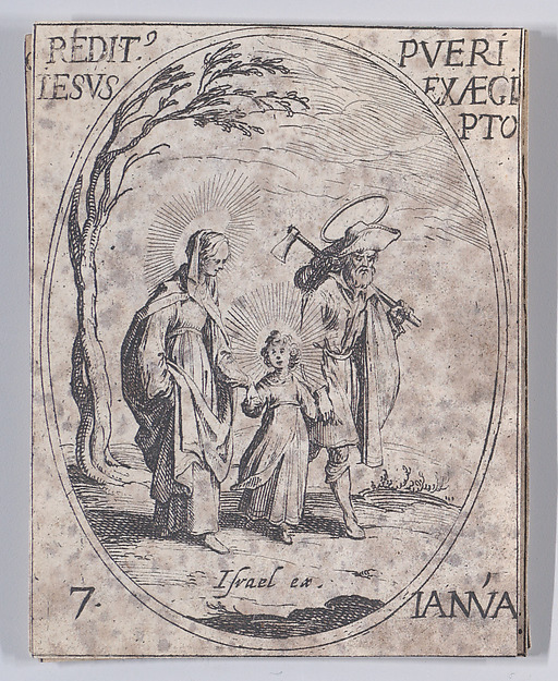 Le Retour d'Egypte (The Return from Egypt), January 7th, from "Les Images De Tous Les Saincts et Saintes de L'Année" (Images of All of the Saints and Feast Days of the Year) by Jacques Callot