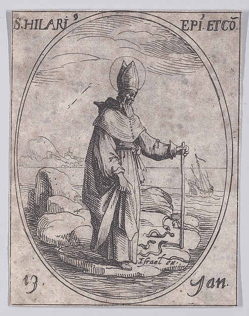 S. Hilaire, évêque et confesseur (St. Hilary, Bishop and Confessor), January 13th, from "Les Images De Tous Les Saincts et Saintes de L'Année" (Images of All of the Saints and Feast Days of the Year)