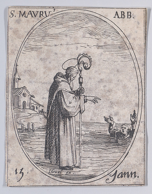 S. Maur, abbé (St. Maurus, Abbot), January 15th, from "Les Images De Tous Les Saincts et Saintes de L'Année" (Images of All of the Saints and Feast Days of the Year)