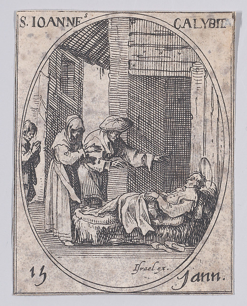 S. Jean Calybite (St. John Calabyte), January 15th, from "Les Images De Tous Les Saincts et Saintes de L'Année" (Images of All of the Saints and Feast Days of the Year)