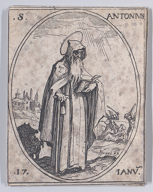S. Antoine (St. Anthony), January 17th, from "Les Images De Tous Les Saincts et Saintes de L'Année" (Images of All of the Saints and Feast Days of the Year)