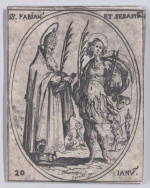 S. Fabien et S. Sébastien (St. Fabian and St. Sebastian), January 20th, from "Les Images De Tous Les Saincts et Saintes de L'Année" (Images of All of the Saints and Feast Days of the Year)
