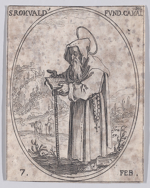 S. Romuald, Fondateur des Camaldules (St. Romuald, Founder of the Camaldolese Order), February 7th, from "Les Images De Tous Les Saincts et Saintes de L'Année" (Images of All of the Saints and Feast Days of the Year)