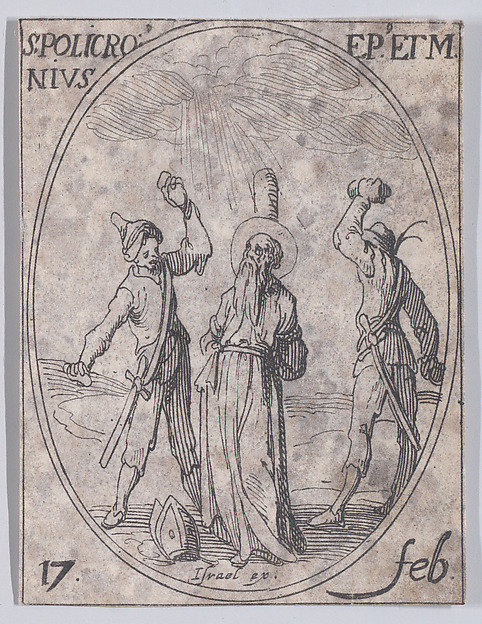 S. Polichroine, évêque et martyr (St. Polychronius, Bishop and Martyr), February 17th, from "Les Images De Tous Les Saincts et Saintes de L'Année" (Images of All of the Saints and Religious Events of the Year)