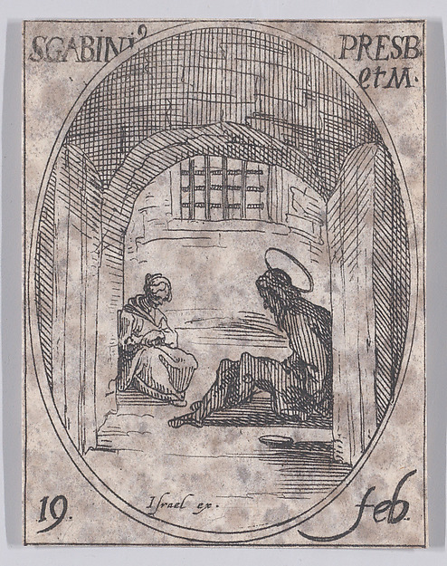 S. Gabin, prêtre et martyr (St. Gabinus, Priest and Martyr), February 19th, from "Les Images De Tous Les Saincts et Saintes de L'Année" (Images of All of the Saints and Religious Events of the Year)