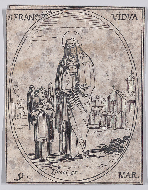 Ste. Francoise, veuve (St. Frances of Rome, Widow), March 9th, from "Les Images De Tous Les Saincts et Saintes de L'Année" (Images of All of the Saints and Religious Events of the Year)