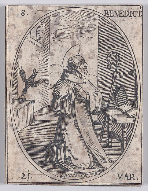 S. Benoit (St. Benedict), March 21st, from "Les Images De Tous Les Saincts et Saintes de L'Année" (Images of All of the Saints and Religious Events of the Year)