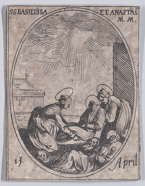 Ste. Basilisse et Ste. Anastasie (St. Basilissa and St. Anastasia), April 15th, from "Les Images De Tous Les Saincts et Saintes de L'Année" (Images of All of the Saints and Religious Events of the Year)