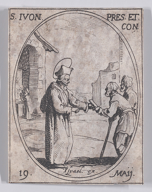 S. Yves, prêtre et confesseur (St. Ivo, Priest and Confessor), May 19th, from "Les Images De Tous Les Saincts et Saintes de L'Année" (Images of All of the Saints and Religious Events of the Year)