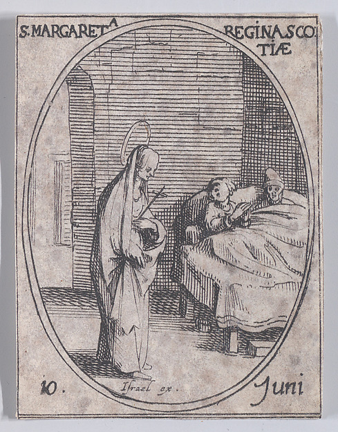 Ste. Marguerite, Reine de Écosse (St. Margaret, Queen of Scotland), June 10th, from "Les Images De Tous Les Saincts et Saintes de L'Année" (Images of All of the Saints and Religious Events of the Year)