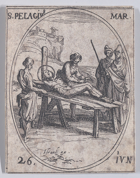 S. Pelage, martyr (St. Pelagius, Martyr), June 26th, from "Les Images De Tous Les Saincts et Saintes de L'Année" (Images of All of the Saints and Religious Events of the Year)