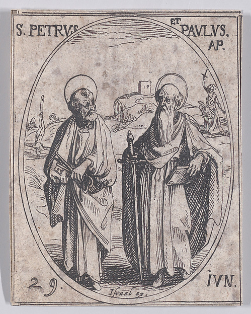 S. Pierre et S. Paul, apôtres (St. Peter and St. Paul, Apostles), June 29th, from "Les Images De Tous Les Saincts et Saintes de L'Année" (Images of All of the Saints and Religious Events of the Year) by Jacques Callot