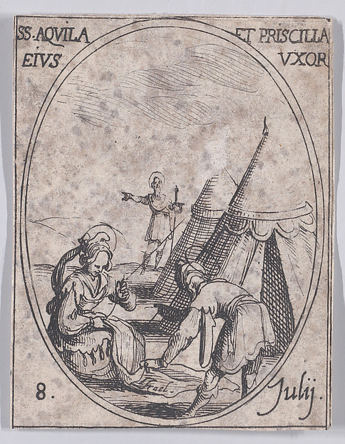 S. Aquilla et Se. Priscille, sa femme (St. Aquila and St. Priscilla, His Wife), July 8th, from "Les Images De Tous Les Saincts et Saintes de L'Année" (Images of All of the Saints and Feast Days of the Year)
