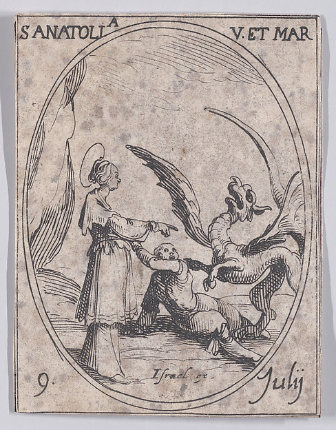 Ste. Anatolie, vierge et martyre (St. Anatolia, Virgin and Martyr), July 9th, from "Les Images De Tous Les Saincts et Saintes de L'Année" (Images of All of the Saints and Religious Events of the Year)