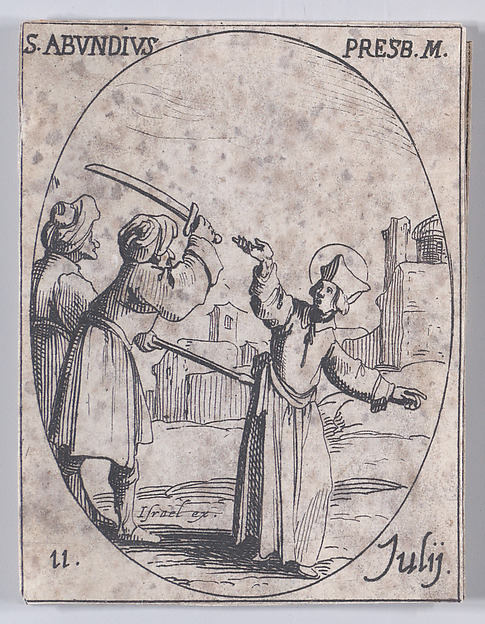 S. Abondie, prêtre et martyr (St. Abundius, Priest and Martyr), July 11th, from "Les Images De Tous Les Saincts et Saintes de L'Année" (Images of All of the Saints and Religious Events of the Year)