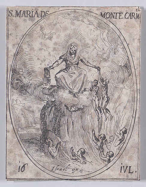 Ste. Marie du Mont Carmel (Feast of Virgin Mary of Mount Carmel), July 16th, from "Les Images De Tous Les Saincts et Saintes de L'Année" (Images of All of the Saints and Religious Events of the Year) by Jacques Callot