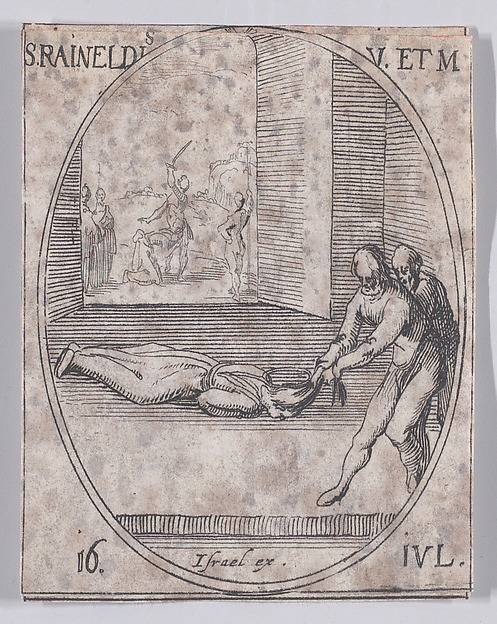 Ste. Reynelde, vierge et martyre (St. Reineldis, Virgin and Martyr), July 16th, from "Les Images De Tous Les Saincts et Saintes de L'Année" (Images of All of the Saints and Religious Events of the Year)
