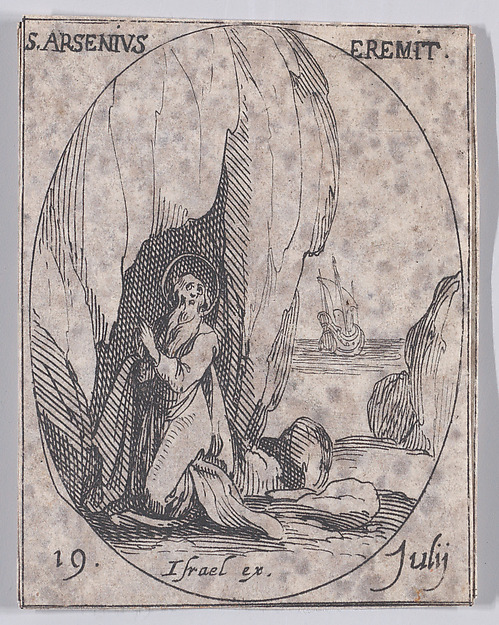 S. Arsène, ermite (St. Arsenius, Hermit), July 19th, from "Les Images De Tous Les Saincts et Saintes de L'Année" (Images of All of the Saints and Religious Events of the Year)