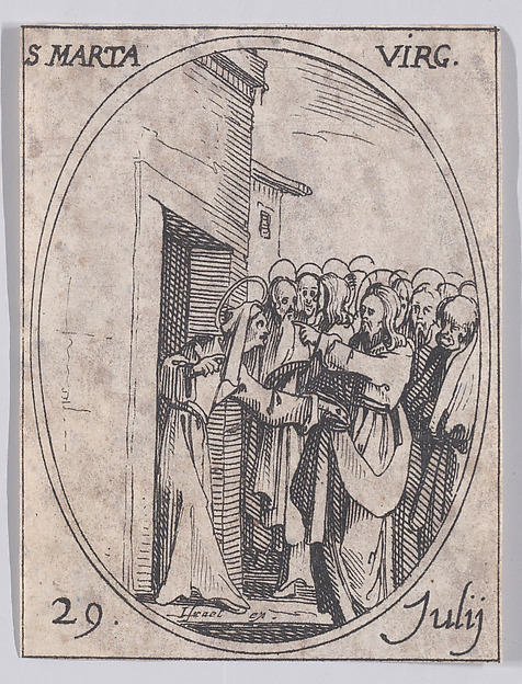Ste. Marthe, vierge (St. Martha, Virgin), July 29th, from "Les Images De Tous Les Saincts et Saintes de L'Année" (Images of All of the Saints and Religious Events of the Year)