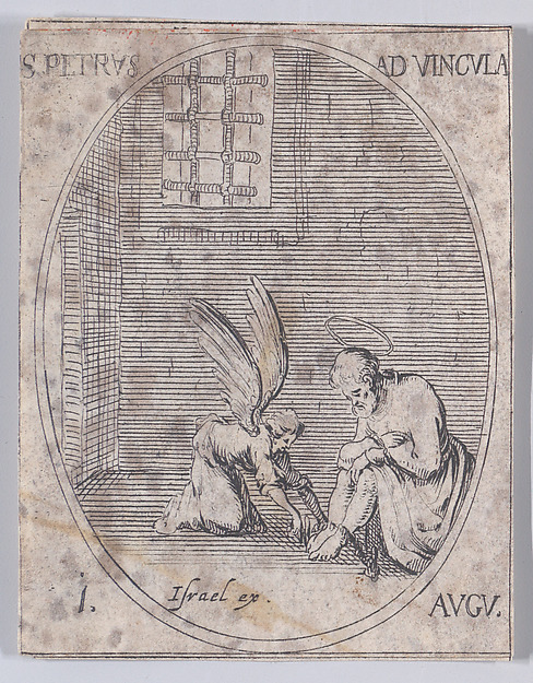 S. Pierre aux liens (St. Peter in Chains), August 1st, from "Les Images De Tous Les Saincts et Saintes de L'Année" (Images of All of the Saints and Religious Events of the Year) by Jacques Callot