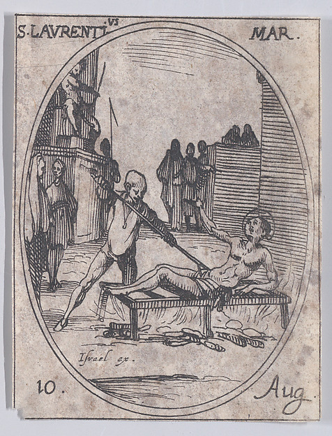 S. Laurent, martyr (St. Lawrence, Martyr), August 10th, from "Les Images De Tous Les Saincts et Saintes de L'Année" (Images of All of the Saints and Religious Events of the Year)