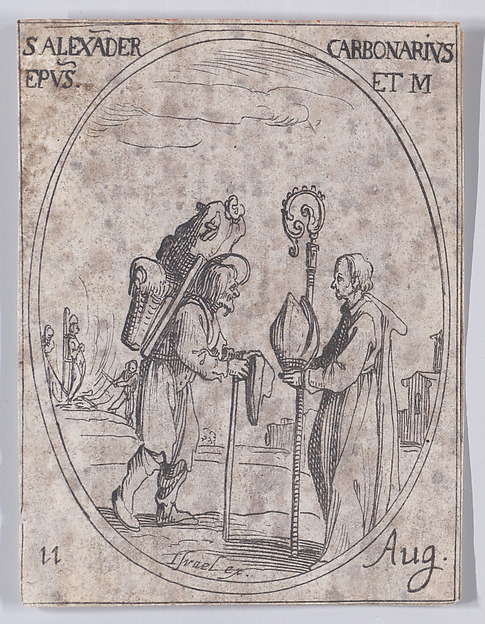 S. Alexandre le Charbonnier, évêque (St. Alexander of Comana, Bishop), August 11th, from "Les Images De Tous Les Saincts et Saintes de L'Année" (Images of All of the Saints and Religious Events of the Year)