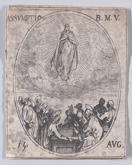 L'Assomption de la Sainte Vierge (The Assumption of the Virgin), August 15th, from "Les Images De Tous Les Saincts et Saintes de L'Année" (Images of All of the Saints and Religious Events of the Year) by Jacques Callot