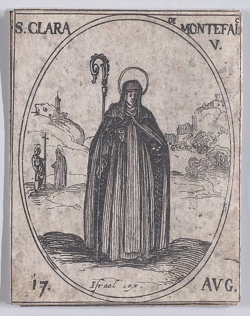 Ste. Claire de Monte-Falco, vierge (St. Clare of Montefalco, Virgin), August 17th, from "Les Images De Tous Les Saincts et Saintes de L'Année" (Images of All of the Saints and Religious Events of the Year)