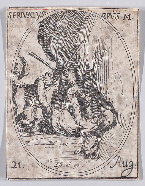 S. Privat, évêque (St. Privatus, Bishop), August 21st, from "Les Images De Tous Les Saincts et Saintes de L'Année" (Images of All of the Saints and Religious Events of the Year)