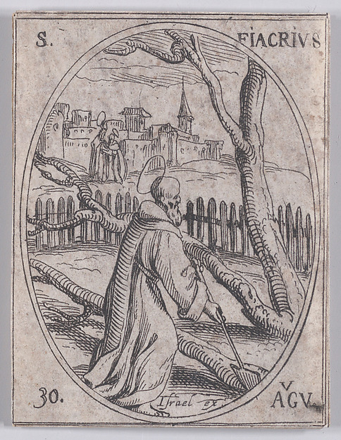 St. Fiacre, August 30th, from "Les Images De Tous Les Saincts et Saintes de L'Année" (Images of All of the Saints and Religious Events of the Year)