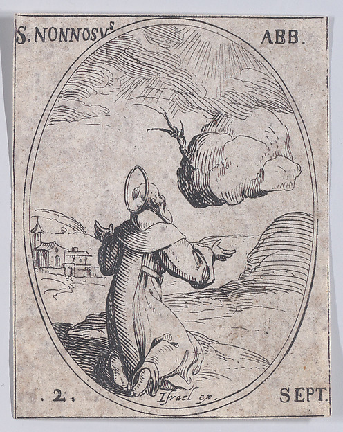 S. Nonnose, abbé (St. Nonossus, Abbot), September 2nd, from "Les Images De Tous Les Saincts et Saintes de L'Année" (Images of All of the Saints and Religious Events of the Year)