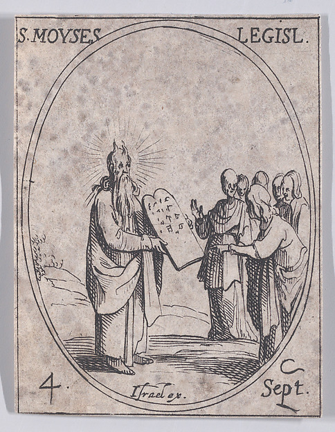 S. Moïse, législateur (St. Moses, Legislator), September 4th, from "Les Images De Tous Les Saincts et Saintes de L'Année" (Images of All of the Saints and Religious Events of the Year) by Jacques Callot