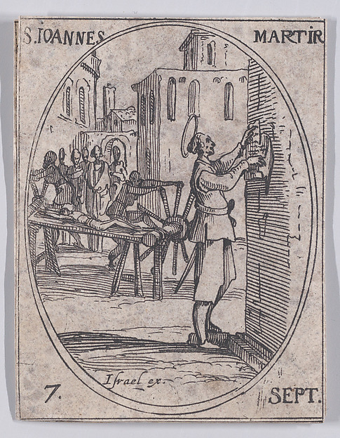 S. Jean, martyr (St. John of Nicodemia, Martyr), September 7th, from "Les Images De Tous Les Saincts et Saintes de L'Année" (Images of All of the Saints and Religious Events of the Year)