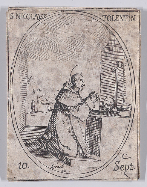 S. Nicolas de Tolentino (St. Nicholas of Tolentino), September 10th, from "Les Images De Tous Les Saincts et Saintes de L'Année" (Images of All of the Saints and Religious Events of the Year)