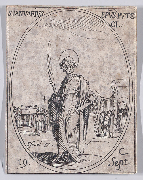 S. Janvier, évêque de Pouzzoles (St. Januarius, Bishop of Pouzzoles), September 19th, from "Les Images De Tous Les Saincts et Saintes de L'Année" (Images of All of the Saints and Religious Events of the Year)