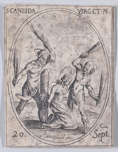 Ste. Candide, vierge et martyre (St. Candida, Virgin and Martyr), September 20th, from "Les Images De Tous Les Saincts et Saintes de L'Année" (Images of All of the Saints and Religious Events of the Year)