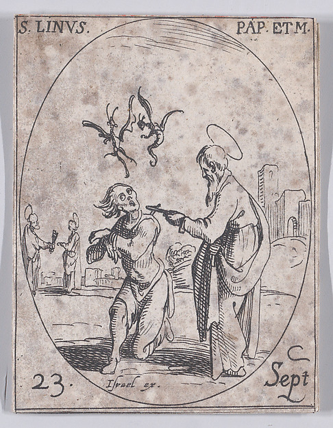 S. Lin, pape (St. Linus, Pope), September 23rd, from "Les Images De Tous Les Saincts et Saintes de L'Année" (Images of All of the Saints and Religious Events of the Year)